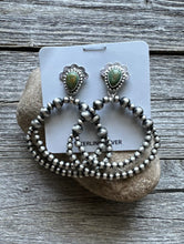 Load image into Gallery viewer, Navajo 925 Sterling Silver Turquoise Pearl Double Loop Earrings. 2.5 Inch AP