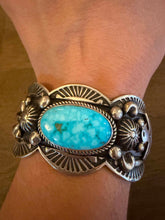 Load image into Gallery viewer, Navajo sterling silver kingman turquoise cuff bracelet