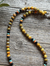 Load image into Gallery viewer, Bumblebee Jasper Multi Stone Color Sterling Silver Bead Necklace. 18 inch Gift