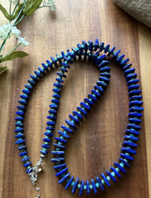 Load image into Gallery viewer, Sterling Silver Graduated Blue Lapis Turquoise Bead Necklace. 26 inch. Gift