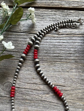 Load image into Gallery viewer, Red Coral Multi Graduated Sterling Silver Pearls Bead Necklace 18 inch 4mm -8mm