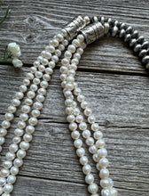 Load image into Gallery viewer, Sterling Silver Freshwater Pearls Multi Strand Layered Bead Necklace. 26-30 Inch