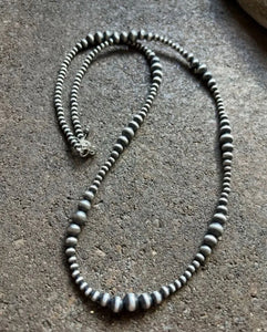 4mm - 8mm Multi Graduated Sterling Silver Oxidized Pearls Bead Necklace 22 Inch