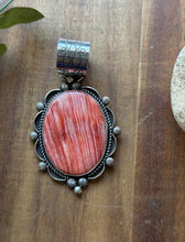 Load image into Gallery viewer, Native American Navajo Sterling Silver Orange Red Spiny Oyster Pendant Etta