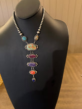 Load image into Gallery viewer, Navajo sterling silver multistone lariat necklace RY