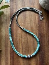 Load image into Gallery viewer, Sterling Silver Blue Turquoise W Multi Bead Pearls Necklace. 18 Inch. Gift