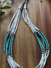 Load image into Gallery viewer, Sterling Silver Multi Strand MOP Mother Of Pearl Turquoise Bead Necklace 22 inch