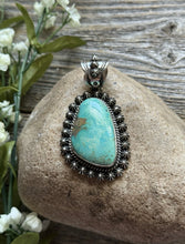 Load image into Gallery viewer, Navajo Native American Sterling Silver Turquoise Pendant H Happy Piasso Gift