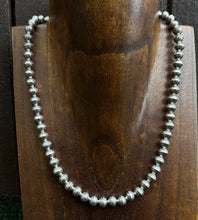 Load image into Gallery viewer, Sterling Silver 8mm Stamped Pearls Bead Necklace. 16 Inch