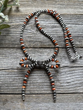 Load image into Gallery viewer, Bow Sterling Silver Multi Graduated Spiny Oyster Pearls Bead Necklace 24 inch
