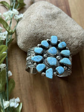 Load image into Gallery viewer, Native American Sterling Silver Blue Turquoise Cluster Cuff Bracelet T Jon