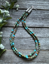 Load image into Gallery viewer, Sterling Silver Multi 2 Strand Blue Green Turquoise Bead Necklace. 20 inch