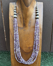 Load image into Gallery viewer, Sterling Silver Purple Charoite W Pearls Multi Strand Bead Necklace 28 Inch Gift