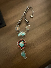 Load image into Gallery viewer, Navajo sterling silver royston turquoise lariat necklace