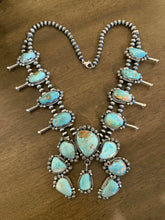 Load image into Gallery viewer, Navajo sterling silver royston turquoise squash blossom necklace KY