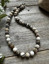 Load image into Gallery viewer, Southwestern Sterling Silver Brown Wild Horse Bead Necklace. 18 inch