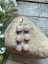 Load image into Gallery viewer, Navajo Pink Conch Sterling Silver Earrings 2.5 Inch. K Yazzie. Gift