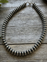 Load image into Gallery viewer, Southwestern 925 Sterling Silver 10mm Flat Saucer Pearls Bead Necklace 18 Inch