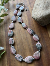 Load image into Gallery viewer, Sterling Silver Rhodochrosite Pearls Bead Necklace. 18 inch. Gift