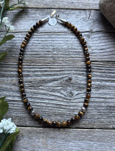 Load image into Gallery viewer, Tommy Rosita Singer T R Sterling Silver Tigers Eye Choker Bead Necklace 15 Inch