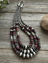 Load image into Gallery viewer, Purple Spiny Oyster Sterling Silver Multi Strand Pearls Layered Bead Necklace