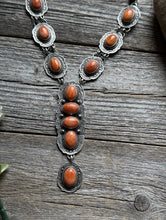 Load image into Gallery viewer, Navajo Sterling Silver Orange Spiny Oyster Chain Lariat Bead Necklace Etta E