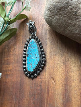 Load image into Gallery viewer, Navajo Sterling Silver Kingman Spiderweb Turquoise Pendant H Piasso