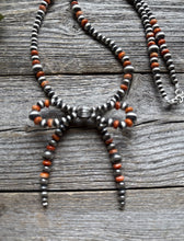 Load image into Gallery viewer, Bow Sterling Silver Multi Graduated Spiny Oyster Pearls Bead Necklace 24 inch