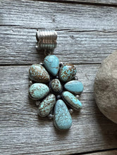 Load image into Gallery viewer, Navajo Sterling Silver Number 8 Turquoise Cluster Pendant. C Yazzie