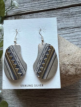 Load image into Gallery viewer, T and R Singer Native American Sterling Silver Gold Filled Earrings. 2.25 Inch