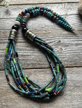 Load image into Gallery viewer, Tommy Rosita Singer T R Sterling Silver Multi Strand Turquoise Bead Necklace 28”