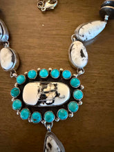 Load image into Gallery viewer, Navajo sterling silver wb turquoise lariat CY