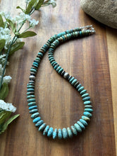 Load image into Gallery viewer, Sterling Silver Graduated Turquoise Rondelle Bead Necklace 18 inch Gift