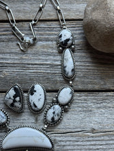 Load image into Gallery viewer, Navajo Sterling Silver White Buffalo Turquoise Lariat Necklace Set Mary Ellen