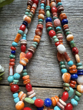 Load image into Gallery viewer, Sterling Silver Multi Strand Multi Stone Bead Necklace. 16 inch