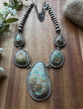 Load image into Gallery viewer, Navajo Handmade Sterling Silver Royston Turquoise Lariat Pearls Bead Necklace KY