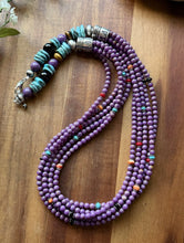 Load image into Gallery viewer, Sterling Silver Multi Strand Stone Purple Pearls Bead Necklace. 26 inch