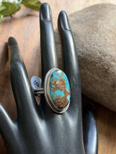 Load image into Gallery viewer, Native American 925 Sterling Silver Turquoise Ring. Size 8 Adjustable Leslie Nez