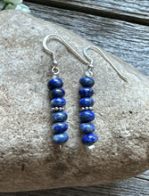 Load image into Gallery viewer, Southwestern 925 Sterling Silver Blue Lapis Bead Earrings 1 Inch