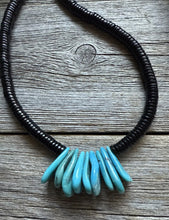 Load image into Gallery viewer, Southwestern 925 Sterling Silver Black Onyx Turquoise Bead Necklace 18 Inch
