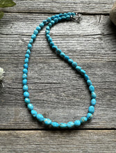 Load image into Gallery viewer, Sleeping Beauty Turquoise Sterling Silver Nuggets Bead Necklace. 18 inch