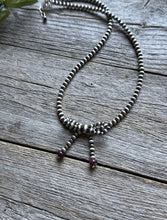 Load image into Gallery viewer, Bow Purple Spiny Sterling Silver 4mm Pearls Bead Necklace. 16 Inch. Gift