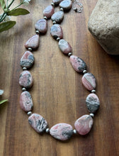 Load image into Gallery viewer, Sterling Silver Rhodochrosite Pearls Bead Necklace. 18 inch. Gift