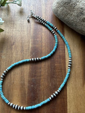 Load image into Gallery viewer, Southwestern Sterling Silver Blue Turquoise W Pearls Bead Necklace 18 inch Gift