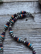 Load image into Gallery viewer, Southwestern Sterling Silver Multi Stone W Pearls Bead Necklace. 18 inch