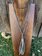 Load image into Gallery viewer, Southwestern Sterling Silver Lariat Y Pearls Tassel Bead Necklace 30 Inch