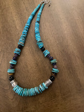 Load image into Gallery viewer, Sterling silver blue  turquoise graduated necklace 22 inch