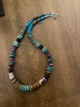 Load image into Gallery viewer, Sterling silver blue green turquoise graduated necklace 22 inch