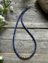 Load image into Gallery viewer, Southwestern 925 Sterling Silver Lapis Pearls Bead Necklace 18 Inch