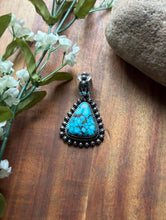 Load image into Gallery viewer, Navajo Sterling Silver Kingman Spiderweb Turquoise Pendant H Piasso